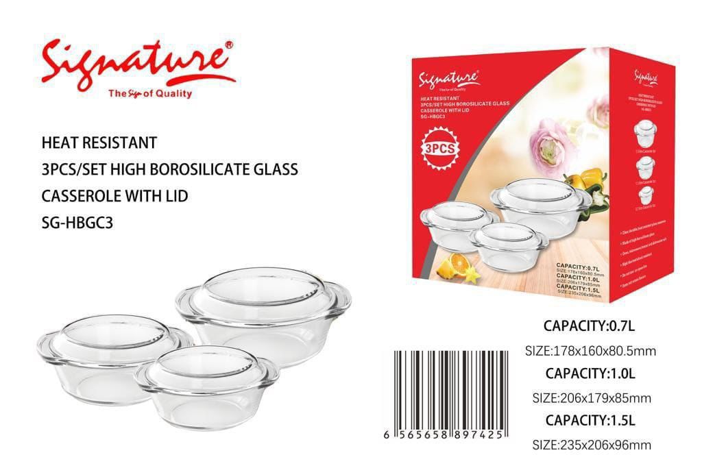 3 pcs borrosilicate storage bowl