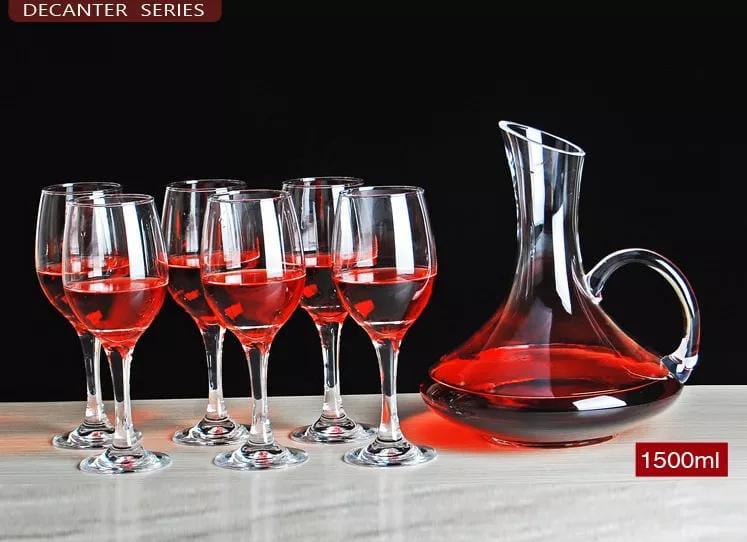 *7pcs plain colour wine decanter set with 6 wine glasses