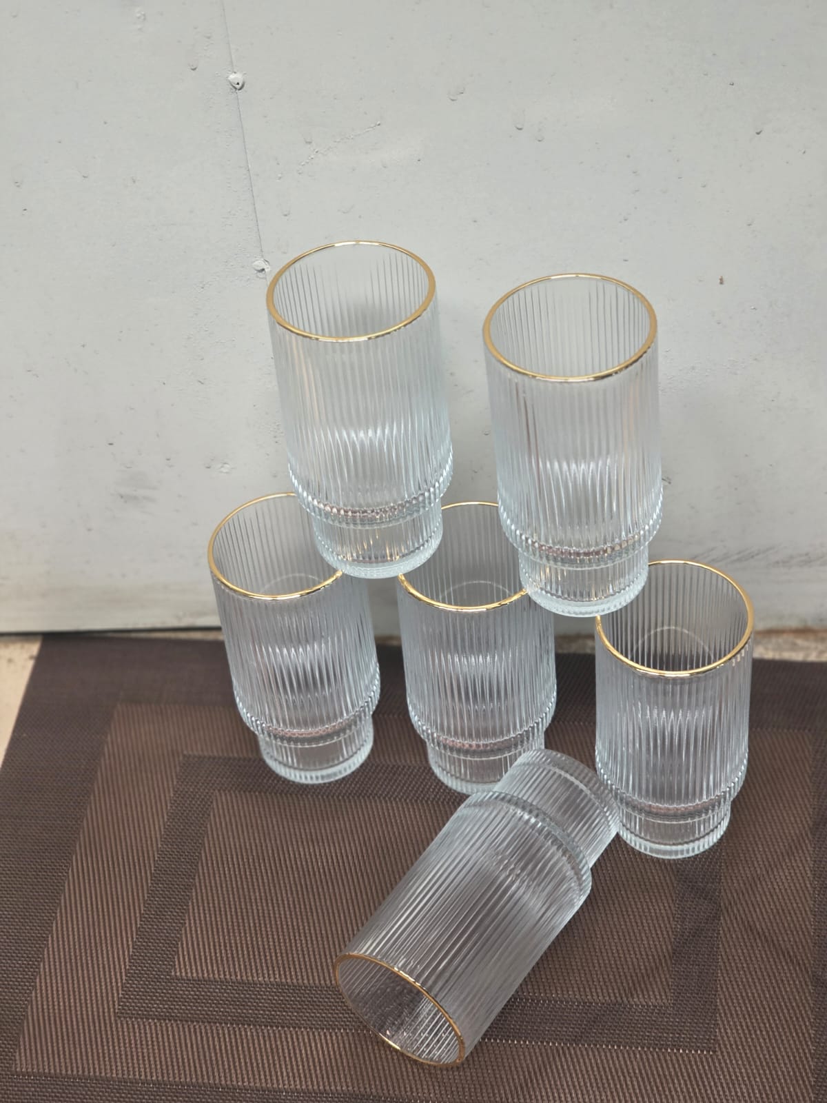 6 pcs stripped goldline glasses