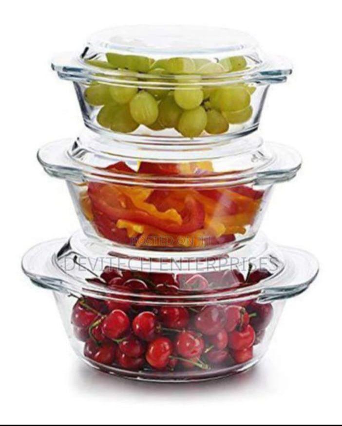 SGHBGC3 Signature High Borosilicate 3pcs Glass Casserole with Lid