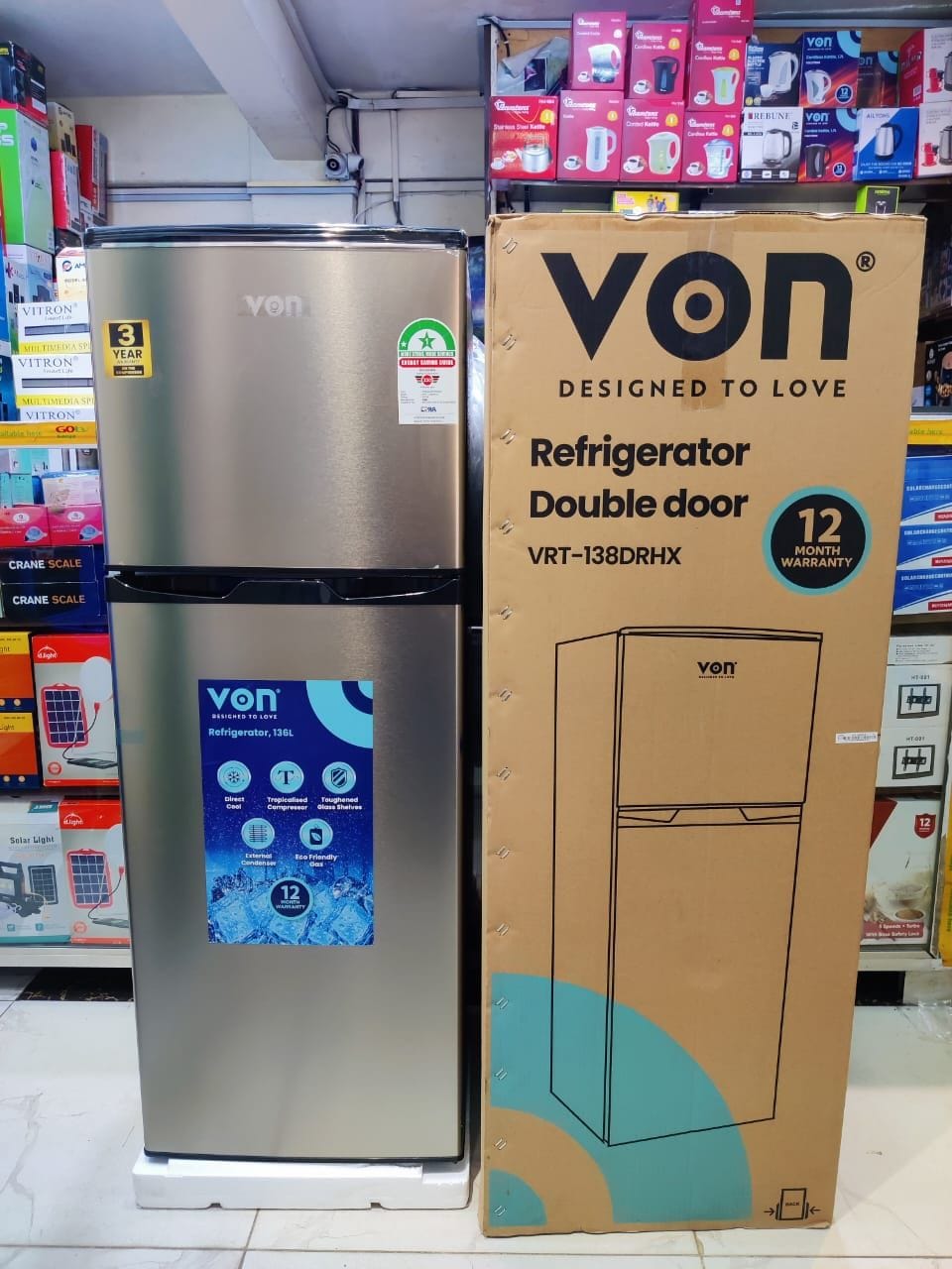 *Von 138Litres Double Door Fridge