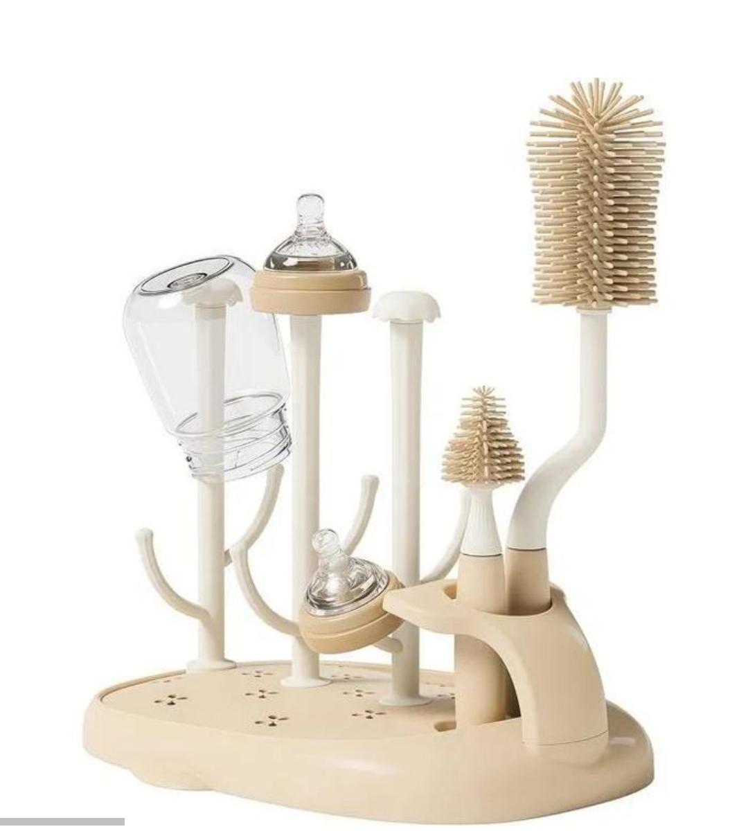 Baby bottle dryer with cleaning brush