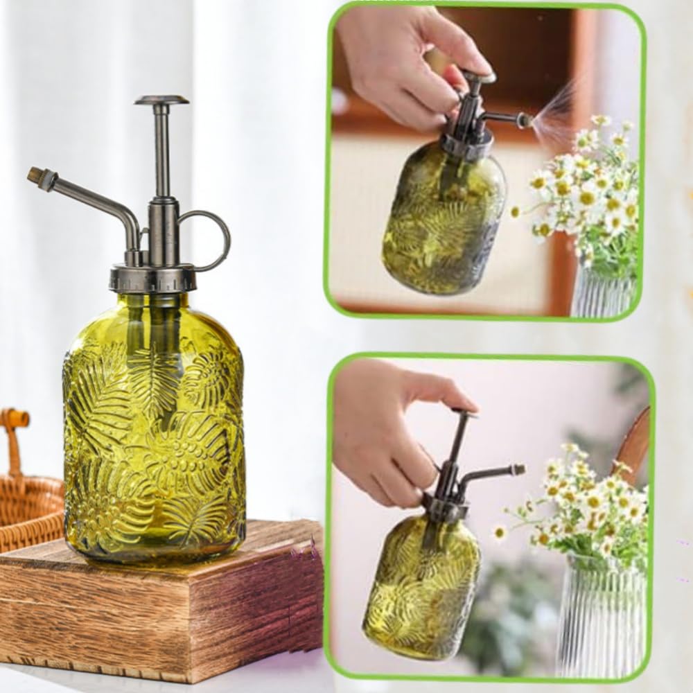 Glass plant mister spray bottle