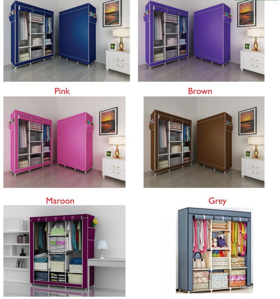 Three Column Metallic Portable wardrobes