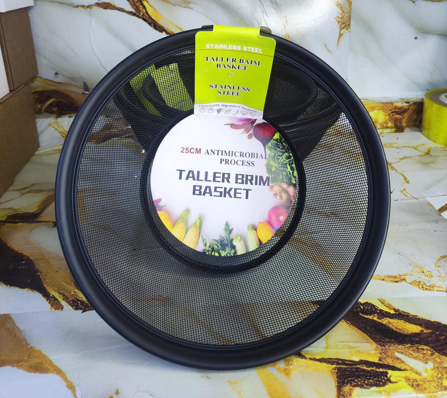 "Taller Brim " mesh strainer basket