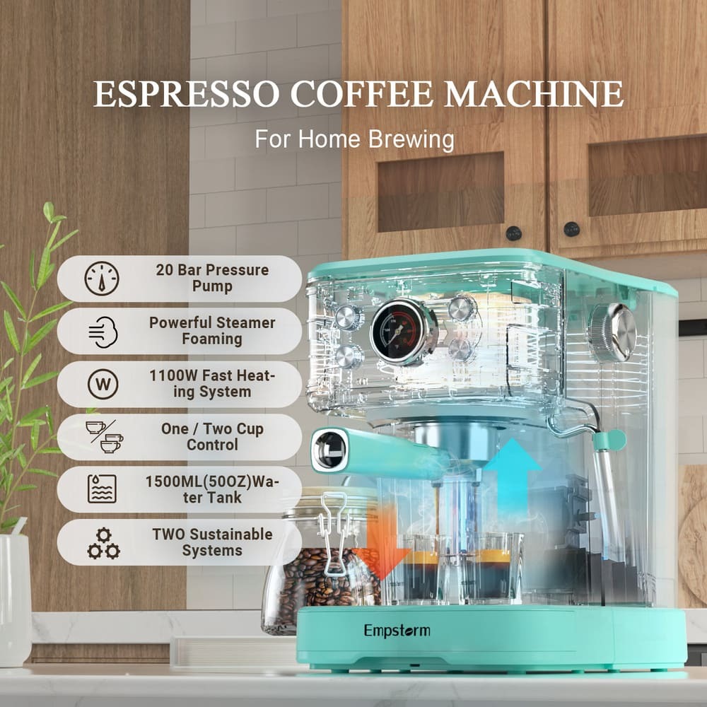 Empstorm 20 Bar Espresso Coffee Maker with Milk Frother | Semi-Automatic