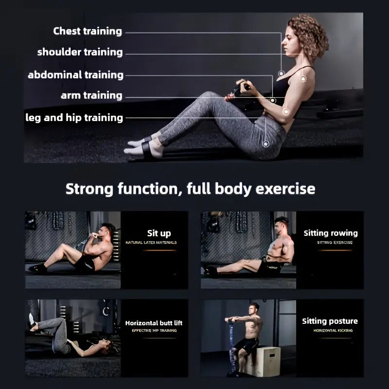 Multifunctional 4-Pole Leg Puller, TPE Resistance Bands for Full Body Workout, Push-Up Assistant, Leg and Abdominal Muscle Training - Black