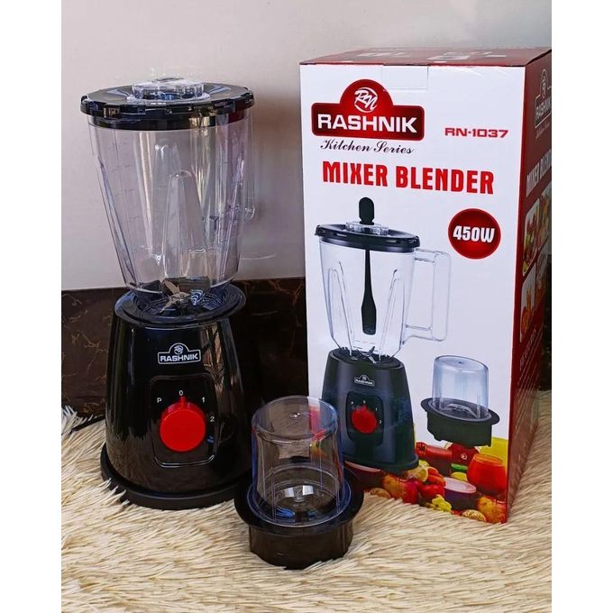 Rashnik High Quality 2-in-1 Blender with Grinder – 450W Strong &amp; Durable, Black/White