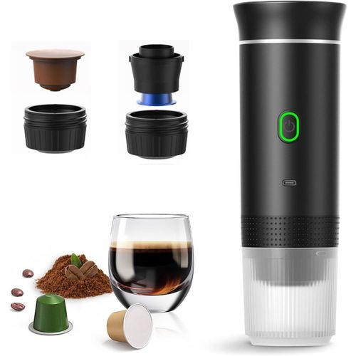 TodyJeyHo Machine Portable Expresso 3-en-1, Mini cafetière pour voyage, cafetière auto auto-chauffante avec USB-C, petite Machine Expresso