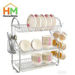 Homemate 20 Inch 3 - Layer Dish Drain Rack Stainless Steel Utensil &amp; Kitchen Tools Storage Organizer Drying Rack for Sink Counter Space Saving &amp; Rust-Resistant