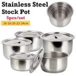 5PCS Stainless Steel  Cooking Pot Cookware Set,Multipurpose Cooking Pot with Lid