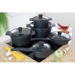 EDENBERG High quality nonstick pressed aluminum pots set with ceramic-marbled coat