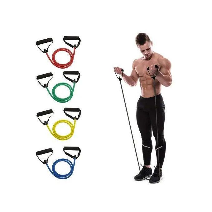 Resistance Bands With Handles, Exercise Bands, Workout Bands With Handles For Men Women, Strength Training Equipment At Home RED