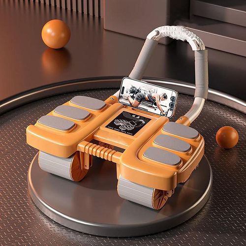 Ab Wheel Roller with Elbow Support - Automatic Rebound Abdominal Wheel Roller, The Upgraded Four-wheel Abdominal Wheel Core Workout Equipment Home Gym Abs Machine(Orange)