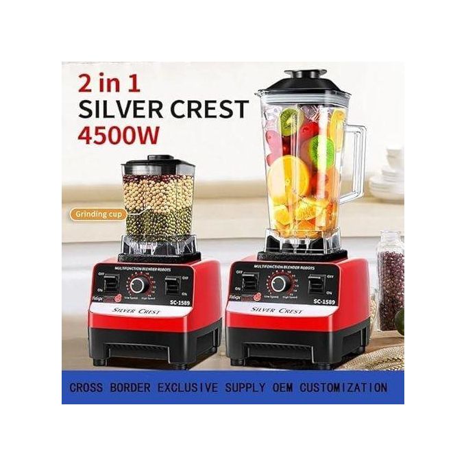 4500W Heavy Duty Commercial Grade Blender Multifunctional 2-in-1 Juicer Mixer With 2 Jars