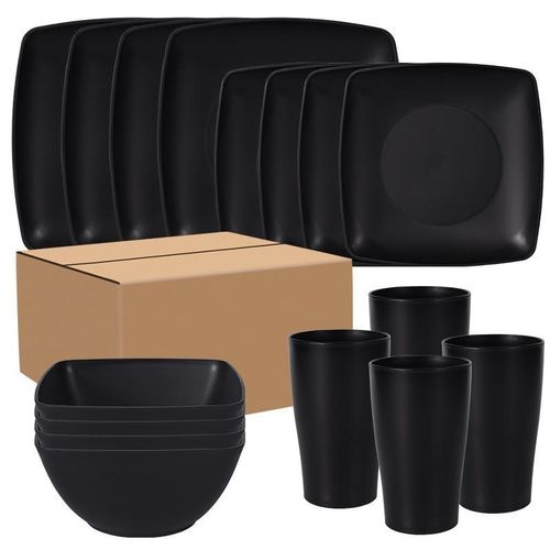 16pcs Square tableware set including plates, dinner plates, bowls and cups