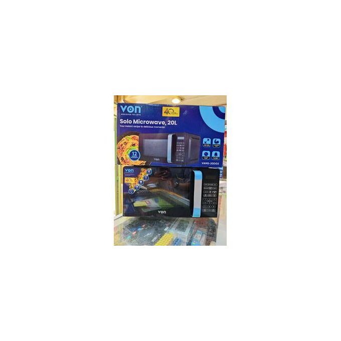 VON Digital Microwave Oven, VAMS-20DGX, Solo No Grill, 20LTR - BLACK