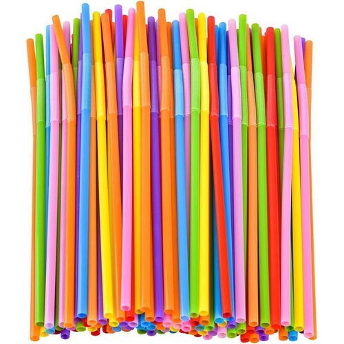 80 Pack Colorful Straws, Plastic Disposable Bendy Straws Extra Long Straws