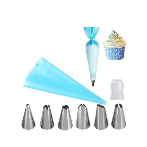 6pc Icing Nozzles Set and Reusable Silicone Piping Bag for Cakes, Cupcakes, Cookies &amp; Pastries