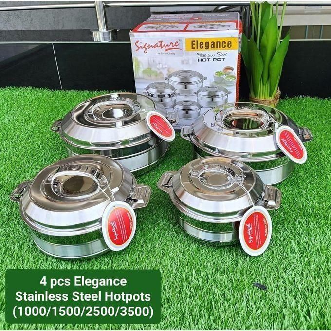 Quality 4 Pieces Elegance Insulated Stainless Steel Serving Dishes / Hot Pots Set