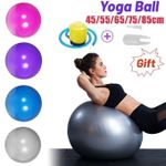 85 Cm Yoga Ball PVC Thicken For Pilates Yoga Fitness Sport Anti-Slip/Burst Pregnancy Birthing Exercise Fitness Massage Gym Portable Ball + Free Pump Silve