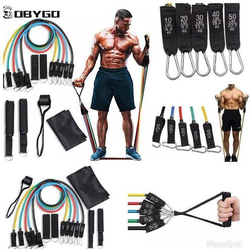 11 Pcs Latex Resistance Exercise Bands Crossfit Fitness