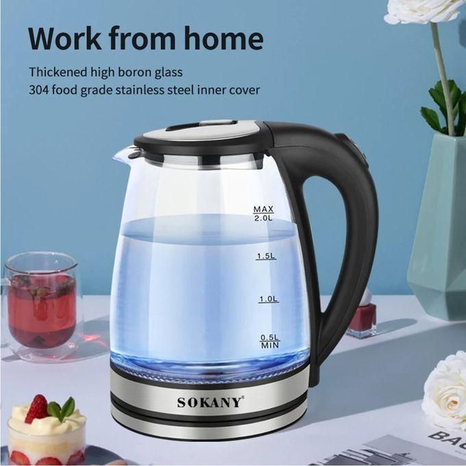 Sokany Automatic Electric Kettle/ Water Heating crystal Glass Body Jug -2 L