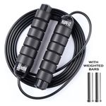 KipFit Black Weighted Jump Skipping Rope For Fitness Workout