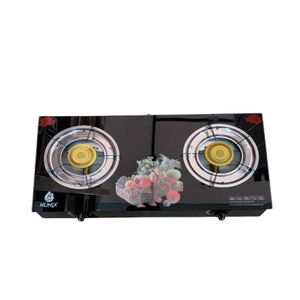 Nunix Cooker, Glass Table Top Double Burner Gas Stove GCPRO004