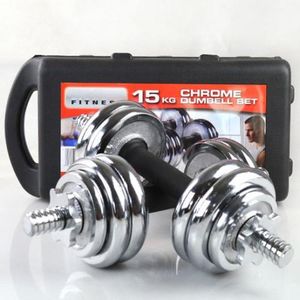 15KG Chrome Adjustable Dumbbell Set With Case + FREE ROLLER