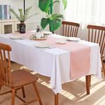 Solid Tablecloth and Table Runner Set, Washable Kitchen Dining Table Decoration for Home Party Decor, Light Orange