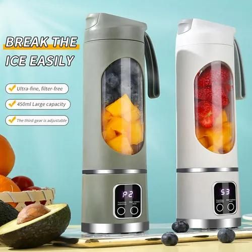 450ML Rechargeable Portable Juicer Blender Freshly Squeezed Juice Mixer Personal Safety 12 Blades Mini Juicer