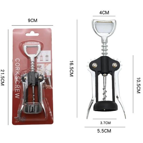 Multifunctional Zinc Alloy Bottle Opener Set - Wine Corkscrew, Beer Opener &amp; Stainless Steel Champagne Bottle Opener with Flared Mouth