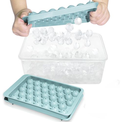 Ice Cube Tray with Lid - Round Ice Tray for Freezer with Lid - Ice Cube Trays for Freezer (One Tray Only)