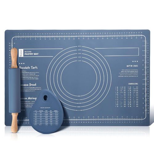3-piece food grade silicone rolling pin set - blue