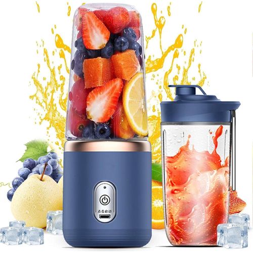 Personal Blender for Shakes &amp; Smoothies, 400ml – 2 To-Go Portable Cups &amp; Lids, Easy Clean, High-Speed Mixer for Juices, Kitchen, Baby Food – Powerful Motor, Safe Double Tap