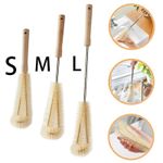 3PCS Bottle Cleaning Brush Set,  Long Wooden Handle Natural Bristle Water Bottle Cleaning Brush for Water Bottle, Cup, Teapot, Baby Bottle, Pot(S&amp;M&amp;L)