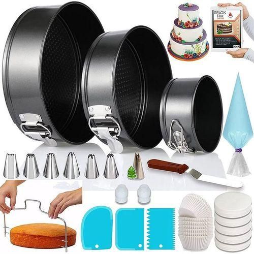 100-piece Cake Baking Supplies Set With 3 Baking Trays, Cake Decorating Set