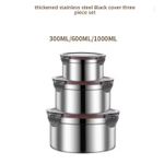 Three-piece stainless steel food storage container set, refrigerator airtight container, lunch box (300ml + 600ml + 1000ml)