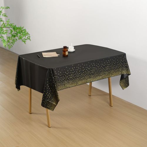 Premium Black and Gold Plastic Tablecloths – Thick, Durable, Reusable Table Covers (54 x 108 in) – Disposable Party Tablecloths for Birthday, Graduation, Holiday and Event Decorations