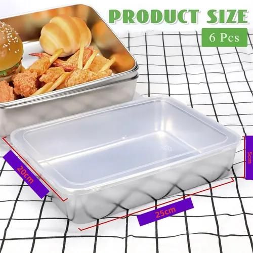 Gen 6 Pcs Stainless Steel Square Plate With Lid