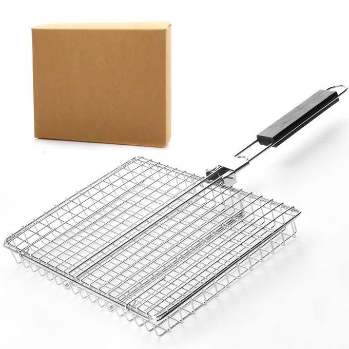 Stainless Steel Folding Handle BBQ Tongs - Multifunctional Outdoor Grilling Tools Set: Fish/Chicken/Meat Clips, Corn Rack &amp; Grill Mesh