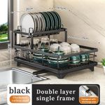 Kitchen countertop dish rack, stainless steel dish drain rack, cutlery rack