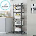Smartraha life RahaLife Multifunctional Floor Standing Storage Rack Multi-Tier Kitchen Organizer for Microwave, Utensils Bathroom &amp; Home Use Sturdy Steel Shelf