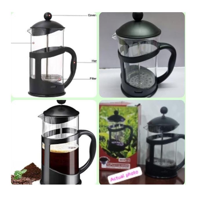 Manual Tea and Coffee Press Maker with Heat-Resistant Glass Jug – Multi-Purpose Beverage Brewer for Coffee, Tea and Herbal Infusions
