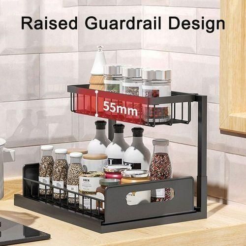 Kitchen Shelf, Spice Rack, Multi-Tier Storage Shelf, Sink Storage Basket - Black