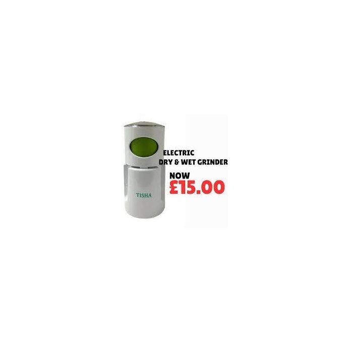 Tisha Electric Grinder Coffee Spice Herb Mill Wet Dry Grinder Stainless Steel Blade Detachable Bowl Kitchen Wet Dry Grinding Mini Machine for Nuts, Indian Spices, Vegetables, Garlic, Chutney, Pastes, 280W