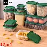 VIC 17Pcs/Set Preservation Box Plastic Lunch Box Refrigerator Packsaging Microwave