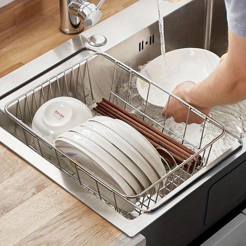 1pc, Retractable Stainless Steel Sink Strainer Drain, Telescopic Drain Basket