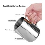 Milk Frothing Pitcher 20oz – Stainless Steel Milk Jug with Scale, 600ml Steaming Pitcher for Espresso, Cappuccino, Latte Art, Barista Training &amp; Home Coffee Makers (Stainless Steel Finish, 600ml)